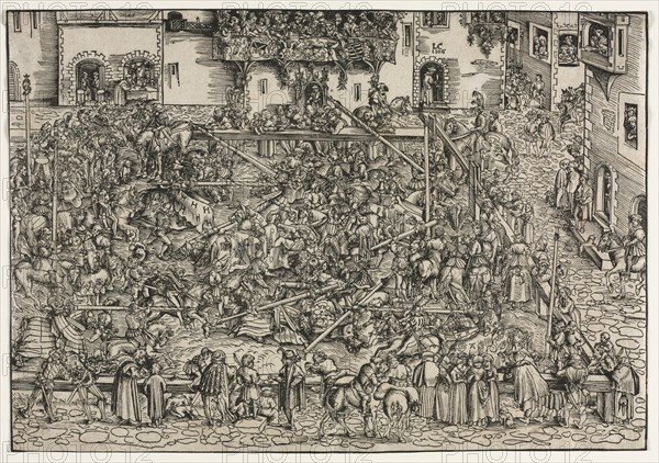 A Tournament, 1506. Lucas Cranach (German, 1472-1553). Woodcut