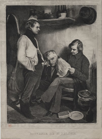 Souvenir of the Prison ot Ste. Pélagie, 1834. Honoré Daumier (French, 1808-1879), Aubert. Lithograph; sheet: 29.5 x 21.3 cm (11 5/8 x 8 3/8 in.); image: 24.8 x 18.8 cm (9 3/4 x 7 3/8 in.)