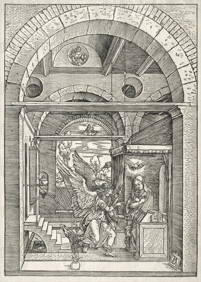 Life of the Virgin:  The Annunciation, 1504-1505. Albrecht Dürer (German, 1471-1528). Woodcut
