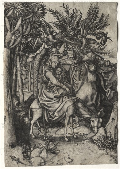 Flight into Egypt. Martin Schongauer (German, c.1450-1491). Engraving