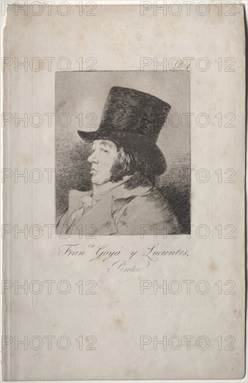 The Caprichos: Portrait of Goya. Francisco de Goya (Spanish, 1746-1828). Etching and aquatint