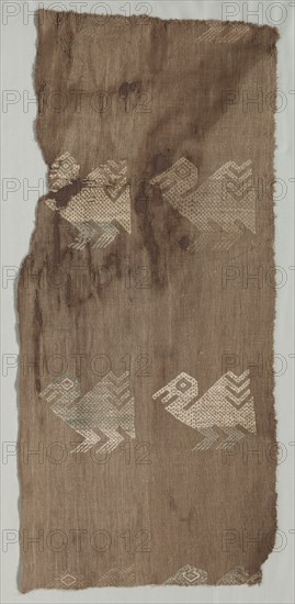 Fragment, c. 1100-1400. Peru, North Coast, Chimu Culture, 12th-15th century. Plain cloth, brocaded; cotton; average: 50.8 x 34.3 cm (20 x 13 1/2 in.)