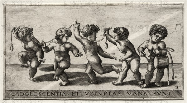 Children Dancing to a Drum, mid-16th century. Giorgio Reverdino (Italian, active c. 1531-1564/70). Engraving