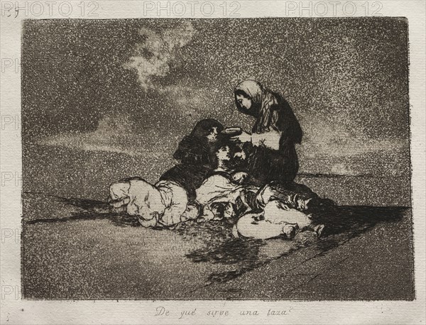 The Horrors of War:  What is the Use of a Cup?. Francisco de Goya (Spanish, 1746-1828). Etching and aquatint