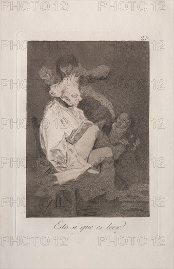 Caprichos:  That Certainly is Being Able to Read. Francisco de Goya (Spanish, 1746-1828). Etching and aquatint
