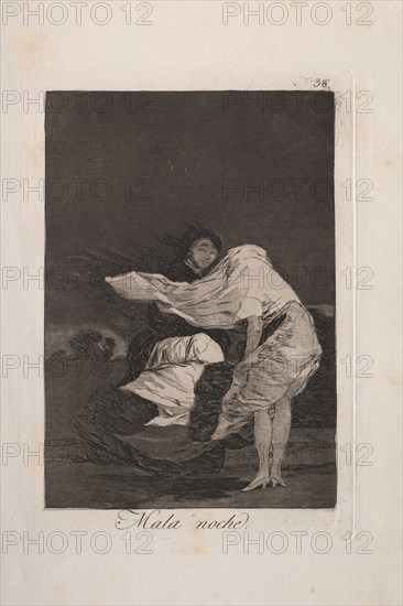 Caprichos:  A Bad Night. Francisco de Goya (Spanish, 1746-1828). Etching and aquatint