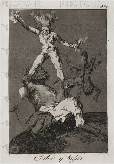 Caprichos:  To Rise and to Fall. Francisco de Goya (Spanish, 1746-1828). Etching and aquatint