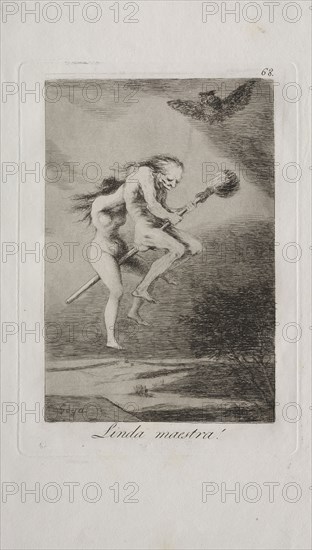 Caprichos:  Pretty Teacher!. Francisco de Goya (Spanish, 1746-1828). Etching and aquatint