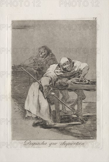 Caprichos:  Be Quick, They are Waking Up. Francisco de Goya (Spanish, 1746-1828). Etching and aquatint