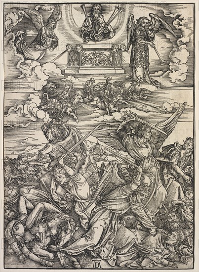 Revelation of St. John: The Four Destroying Angels, 1511. Albrecht Dürer (German, 1471-1528). Woodcut