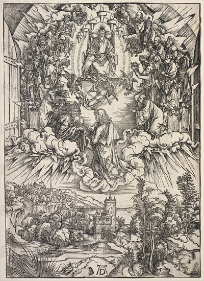 Revelation of St. John: St. John before the Throne, 1511. Albrecht Dürer (German, 1471-1528). Woodcut