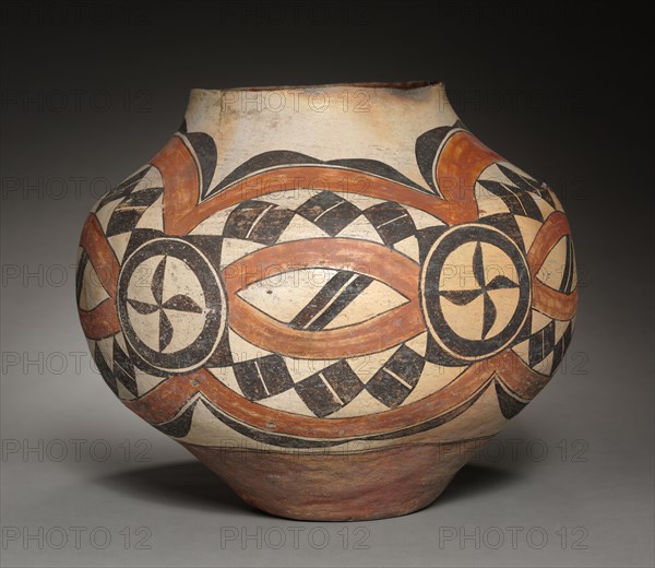 Jar (Olla), 1875. Southwest, Pueblo, Acoma, Laguna, Post- Contact Period,19th century. Pottery; overall: 29 x 33.5 cm (11 7/16 x 13 3/16 in.).