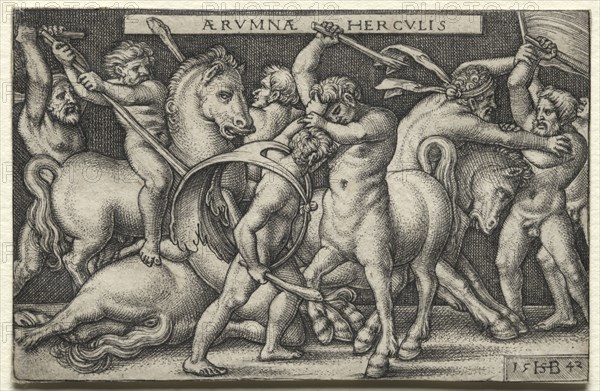 The Labors of Hercules: Hercules Defeating the Centaurs, 1542. Hans Sebald Beham (German, 1500-1550). Engraving