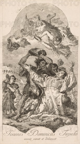 Martyrdom of St. Stephen. Giovanni Domenico Tiepolo (Italian, 1727-1804). Etching