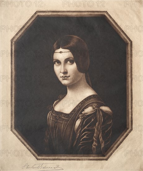 La Belle Ferronnière, 19th-20th century. Samuel Arlent-Edwards (American, 1862-1938). Mezzotint