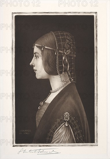 Beatrice D'Este, 19th-20th century. Samuel Arlent-Edwards (American, 1862-1938). Mezzotint