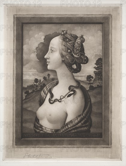 Simonetta Vespucci, 19th-20th century. Samuel Arlent-Edwards (American, 1862-1938). Mezzotint