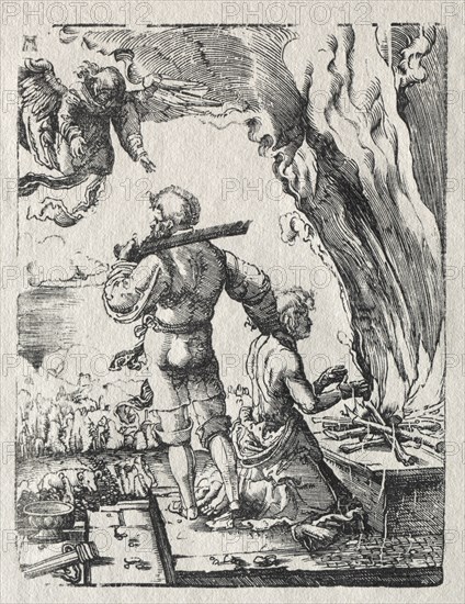 Abraham's Sacrifice, c. 1520. Albrecht Altdorfer (German, c. 1480-1538). Woodcut