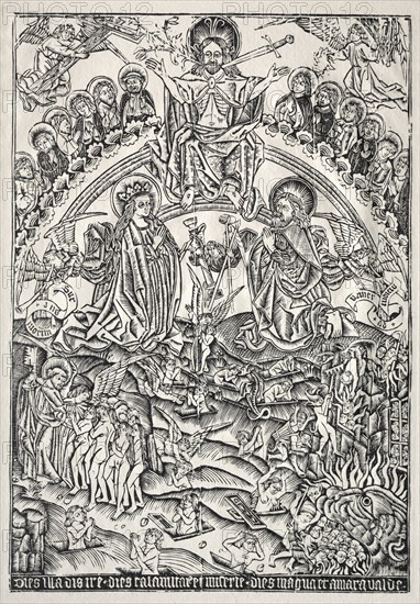Das Jüngste Gericht, c. 1490. Germany, 15th century. Woodcut; sheet: 45.2 x 31.6 cm (17 13/16 x 12 7/16 in.); mat size: 49 x 36.2 cm (19 5/16 x 14 1/4 in.).
