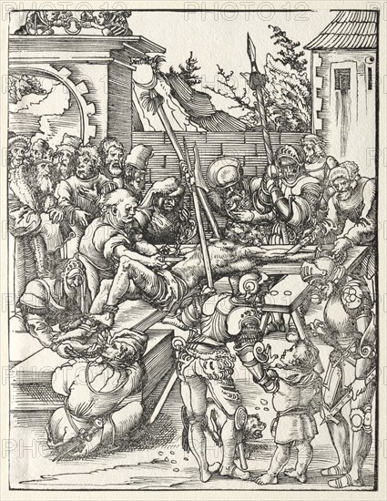 Martyrdom of St. Bartholomew. Lucas Cranach (German, 1472-1553). Woodcut