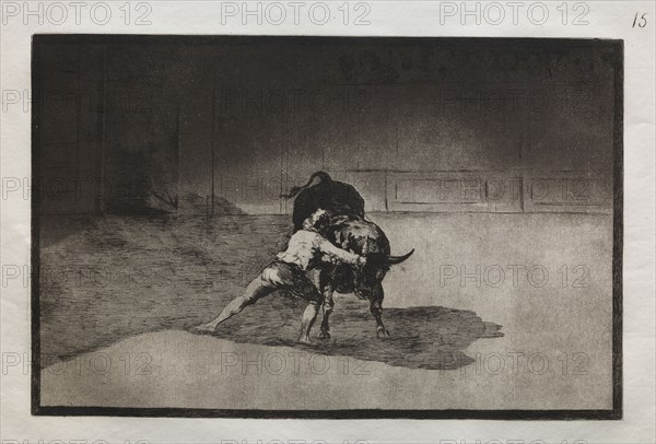 Bullfights:  The Famous Martincho Places the Banderillas Playing the Bull with the Movement of his Body, 1876. Francisco de Goya (Spanish, 1746-1828). Engraving