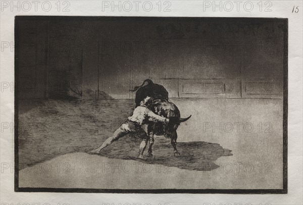Bullfights: The Famous Martincho Places the Banderillas Playing the Bull with the Movement of his Body, 1876. Francisco de Goya (Spanish, 1746-1828). Engraving
