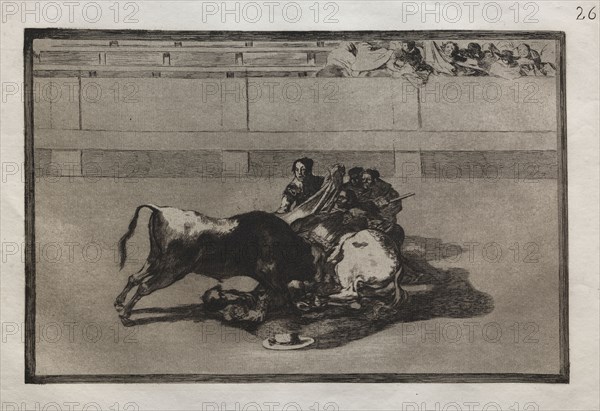 Bullfights: A Picador is Unhorsed and Falls Under the Bull, 1876. Francisco de Goya (Spanish, 1746-1828). Engraving