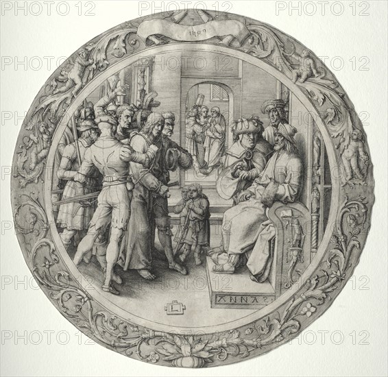 The Round Passion: Christ before the High Priest, 1509. Lucas van Leyden (Dutch, 1494-1533). Engraving