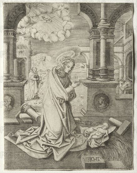 The Nativity, 1520s. Allaert Claesz (Netherlandish, fl. 1508-1534). Engraving; sheet: 13.8 x 10.7 cm (5 7/16 x 4 3/16 in.)