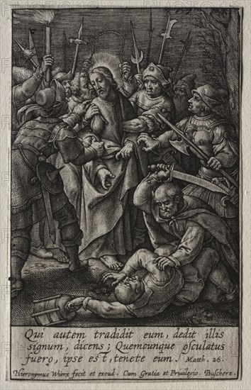 The Passion: The Betrayal of Christ. Hieronymus Wierix (Flemish, 1553-1619). Engraving