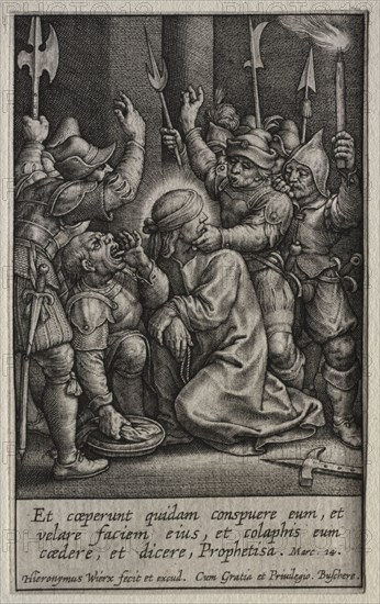 The Passion: The Mocking of Christ. Hieronymus Wierix (Flemish, 1553-1619). Engraving