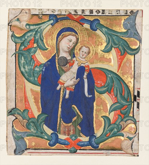 Initial S[alve sancta parens]  from a Gradual: Madonna and Child, c. 1370-1374. Don Silvestro dei Gherarducci (Italian, 1339-1399). Ink, tempera, and gold on vellum; sheet: 16 x 13 cm (6 5/16 x 5 1/8 in.)