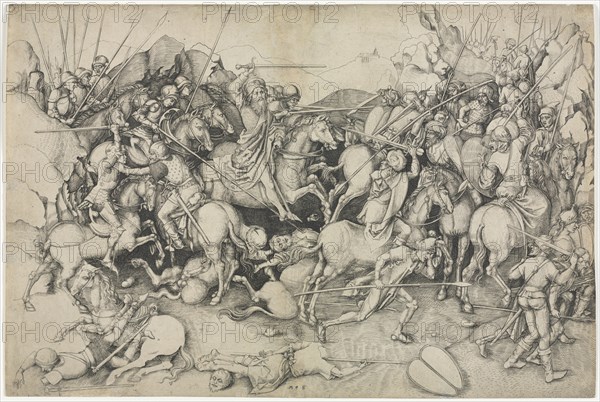 St. James and the Saracens, 15th Century. Attributed to Martin Schongauer (German, c.1450-1491). Engraving; sheet: 28.9 x 43.3 cm (11 3/8 x 17 1/16 in.).