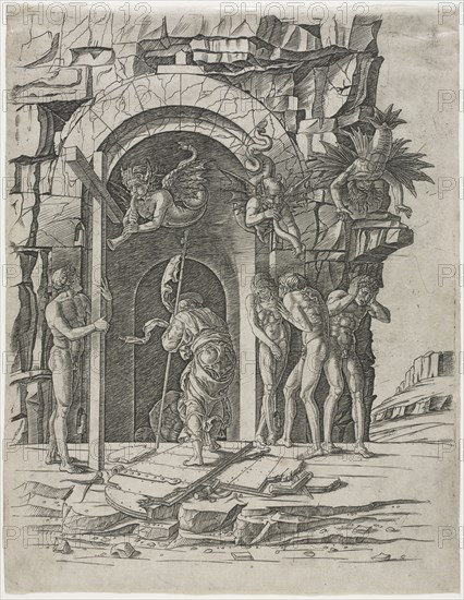 Descent into Limbo, late 1460s. Attributed to Andrea Mantegna (Italian, 1431-1506). Engraving; sheet: 45.4 x 35.6 cm (17 7/8 x 14 in.); mat size: 63.5 x 47.6 cm (25 x 18 3/4 in.)