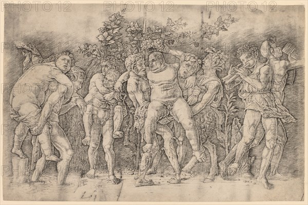 Bacchanal with Silenus. Andrea Mantegna (Italian, 1431-1506). Engraving