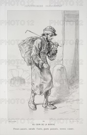 Au Coin de la Borne. Paul Gavarni (French, 1804-1866). Lithograph