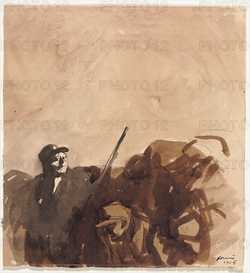 Soldier in a Trench (recto) Reclining Woman (verso), 1915. Jean Louis Forain (French, 1852-1931). Pen and brown ink and brush and brown wash; sheet: 20.5 x 19.1 cm (8 1/16 x 7 1/2 in.).