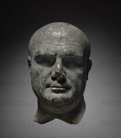Portrait Head of a Priest of Isis, 100-200. Style of Italy, Roman, 2nd Century. Limestone; overall: 36.8 x 27 x 22.8 cm (14 1/2 x 10 5/8 x 9 in.).