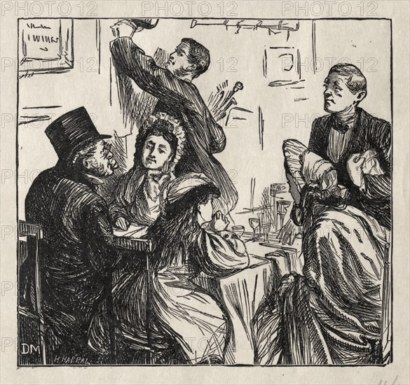 Refreshment - At the Great Exhibition, 1862. George Louis Palmella Busson Du Maurier (British, 1834-1896). Wood engraving