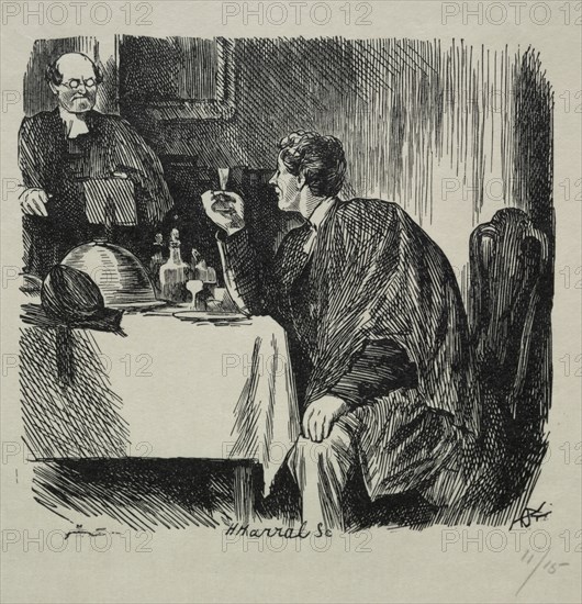Tomkin's Degree Supper and How it Ended, 1868. Charles Samuel Keene (British, 1823-1891). Wood engraving