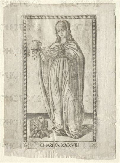Charity (from the Tarocchi, series B: Cosmic Principles & Virtues, #38), before 1467. Master of the E-Series Tarocchi (Italian, 15th century). Engraving