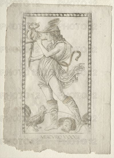 Mercury (from the Tarocchi, series A:  Firmaments of the Universe, #42), before 1467. Master of the E-Series Tarocchi (Italian, 15th century). Engraving
