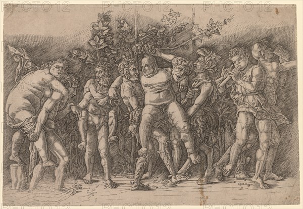 Bacchanal with Silenus. Giovanni Antonio da Brescia (Italian), after Andrea Mantegna (Italian, 1431-1506). Engraving