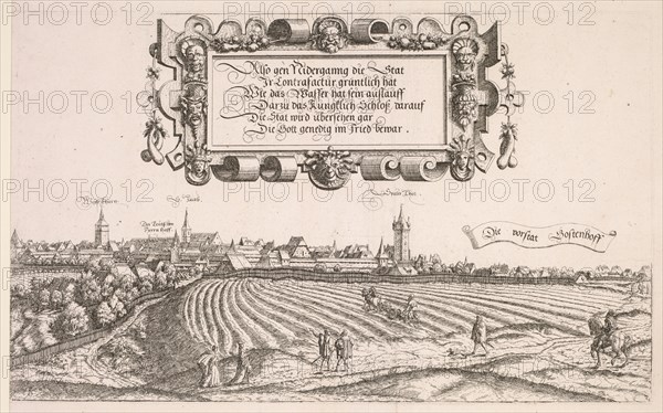 Panoramic View of Nuremberg:  Right Portion, 1552. Hanns Lautensack (German, 1524-1566). Etching