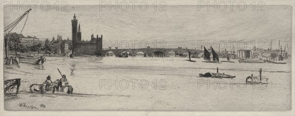 Old Westminster Bridge, 1859. James McNeill Whistler (American, 1834-1903). Etching
