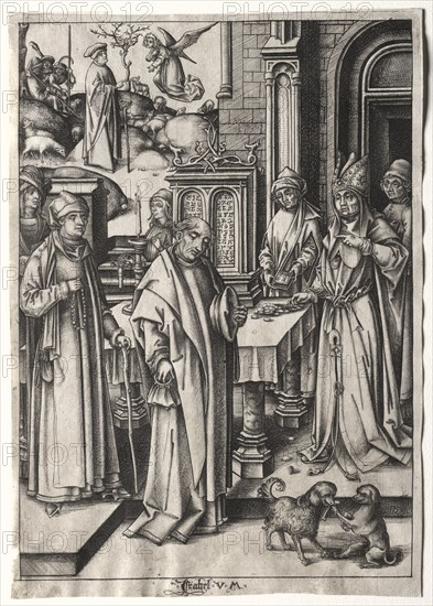 High Priest Rejecting the Offering of Joachim. Israhel van Meckenem (German, c. 1440-1503). Engraving