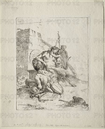 Scherzi: Satyr Family with the Obelisk. Giovanni Battista Tiepolo (Italian, 1696-1770). Etching