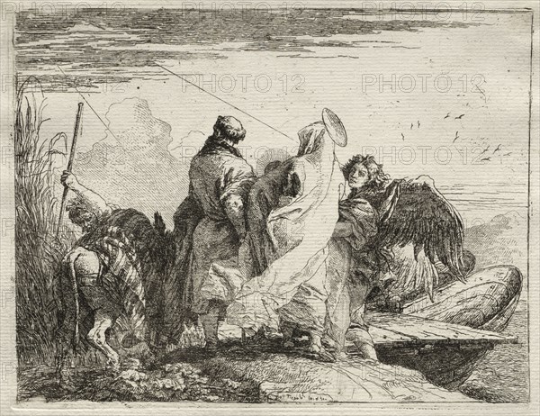 Flight into Egypt:  The Holy Family Leaving the Shore. Giovanni Domenico Tiepolo (Italian, 1727-1804). Etching