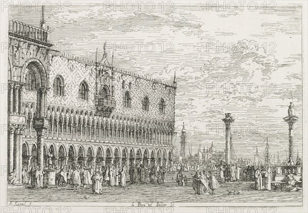 Views:  The Stone of Proclamation at Venice, 1735-1746. Antonio Canaletto (Italian, 1697-1768). Etching; platemark: 14.5 x 21.2 cm (5 11/16 x 8 3/8 in.)