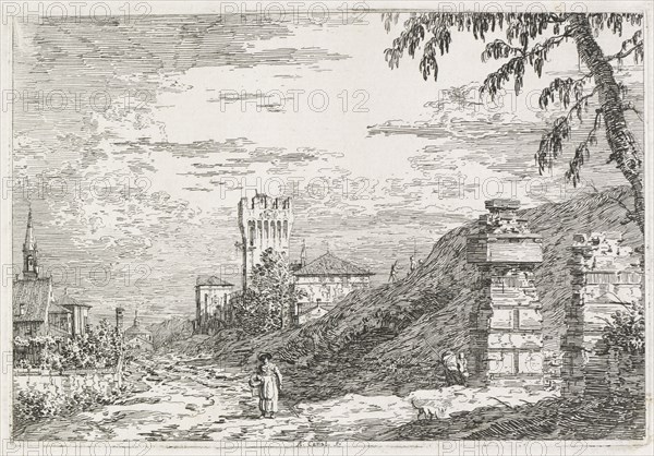 Views:  Two Ruined Pillars, 1735-1746. Antonio Canaletto (Italian, 1697-1768). Etching